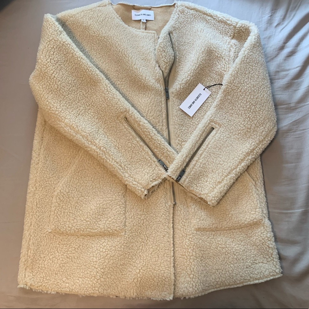 Elizabeth and James New Faux Sherling Jacket Sand